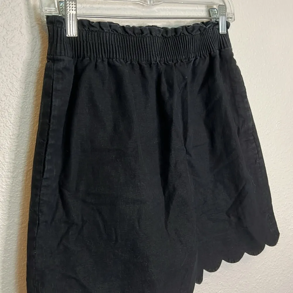 JCrew Factory Linen/Cotton Blend Scalloped Mini Skirt Black Size 2 - Image 2