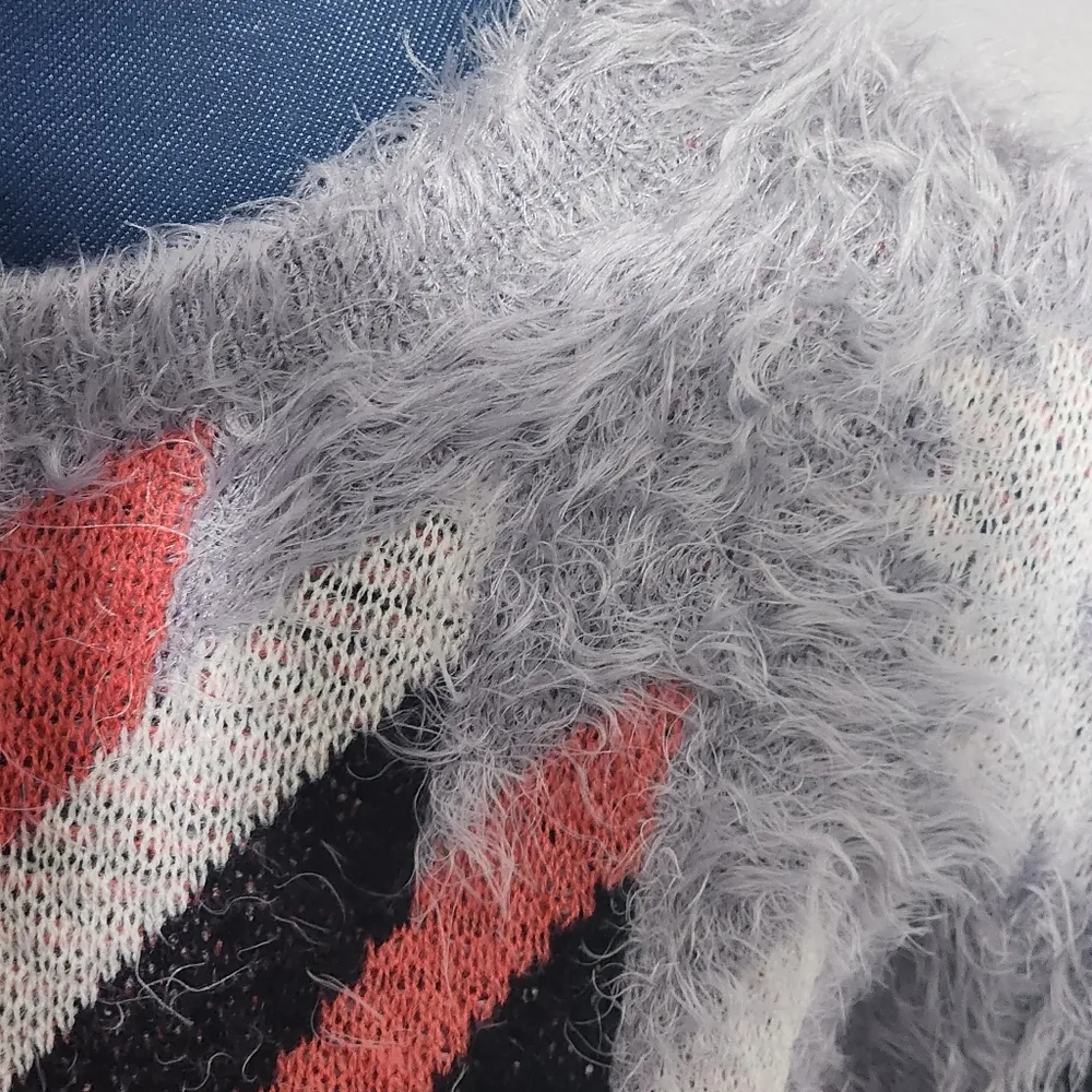 On Fire Boho Tribal Aztec Print Fuzzy Sweater - Image 3