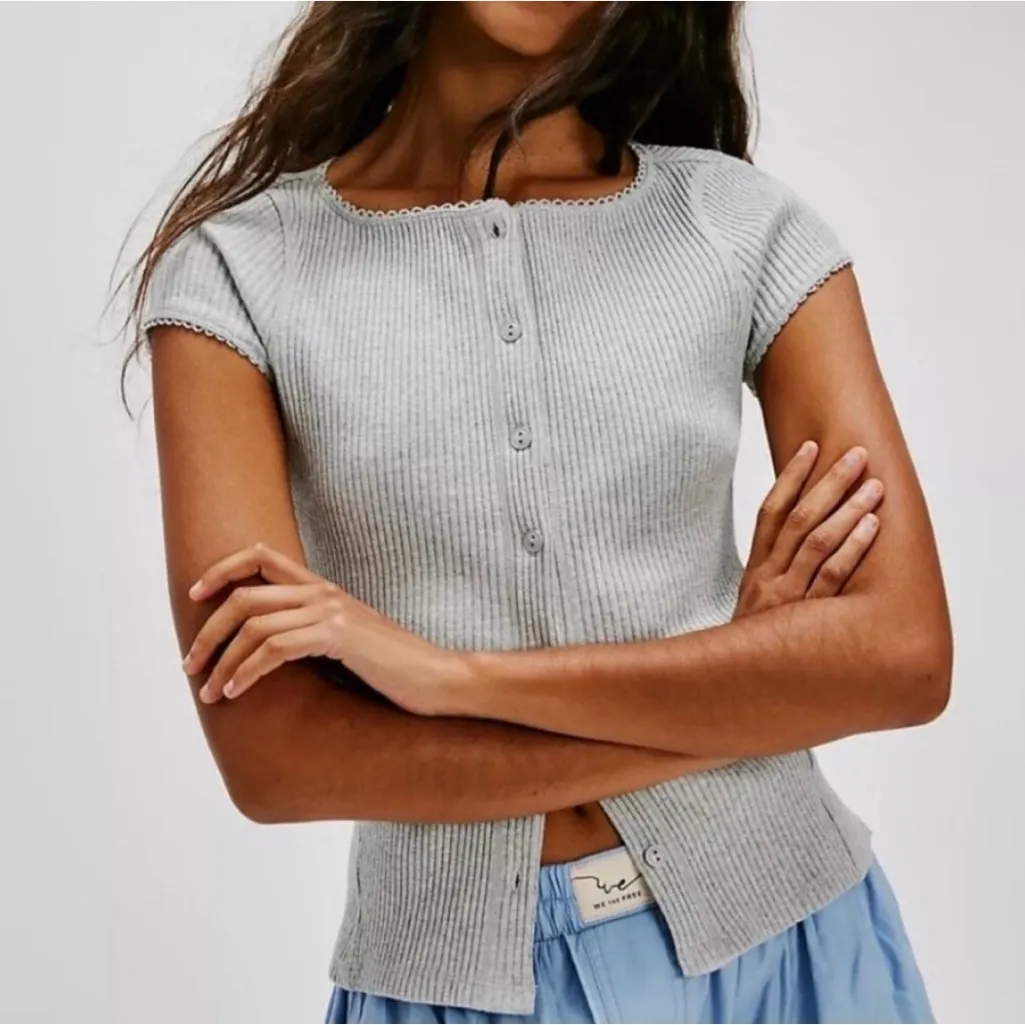 NWT Free People Intimately Most Wanted Cardigan Ribbed Tee - Image 5