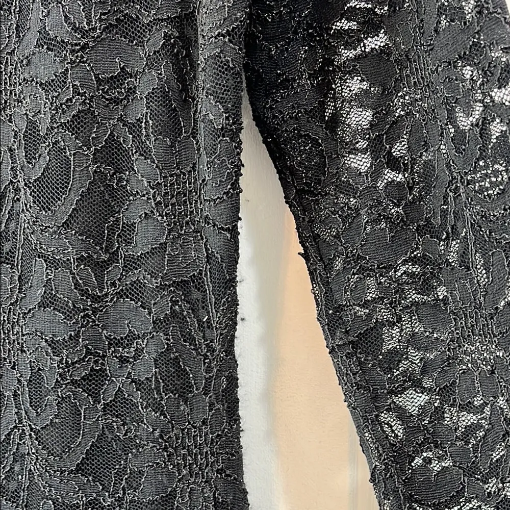 Jump Apparel Black Mesh Floral Long Sleeve Sheath Cocktail Dress - Size Large - Image 3