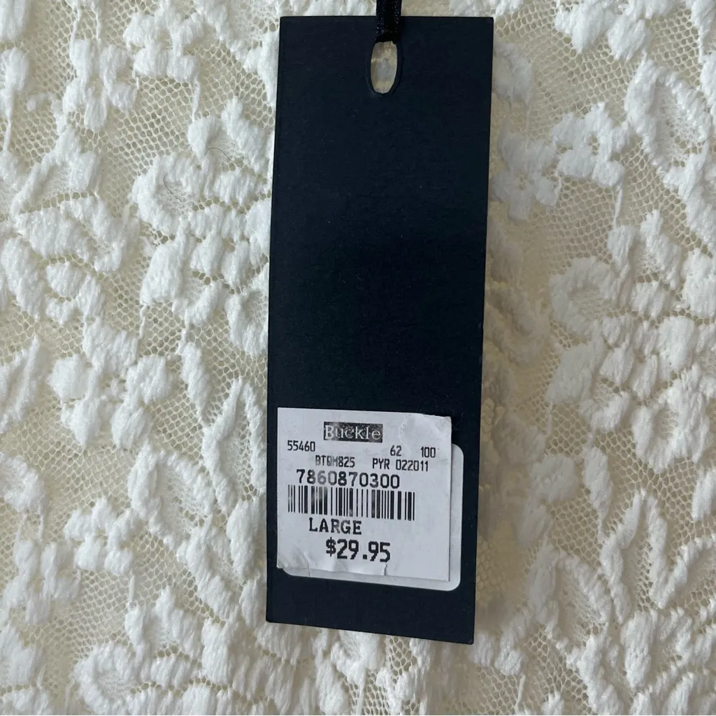 BKE Boutique Buckle Cream Stretch Lace Mini Dress Tunic Womens Medium‎ NEW *FLAW - Image 5