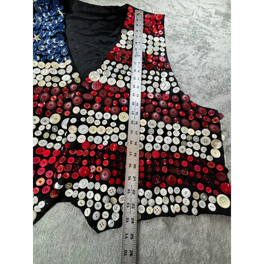Handmade American Flag Button Vest XXL Patriotic Holiday Vote Election Red - Image 3