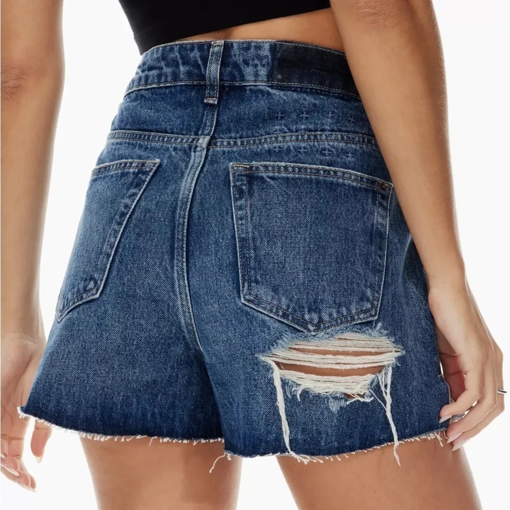 Ksubi Rise’N High Exposed Recall High Waist Raw Distressed Hem Jean Shorts 25 - Image 2