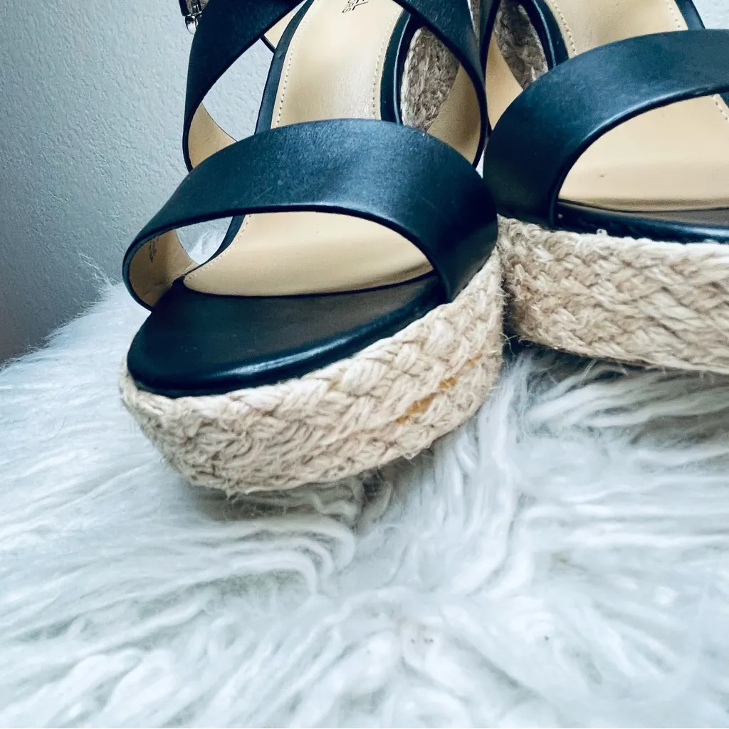 MICHAEL KORS Black Strappy Heels Wedges GIOVANNA - Image 9