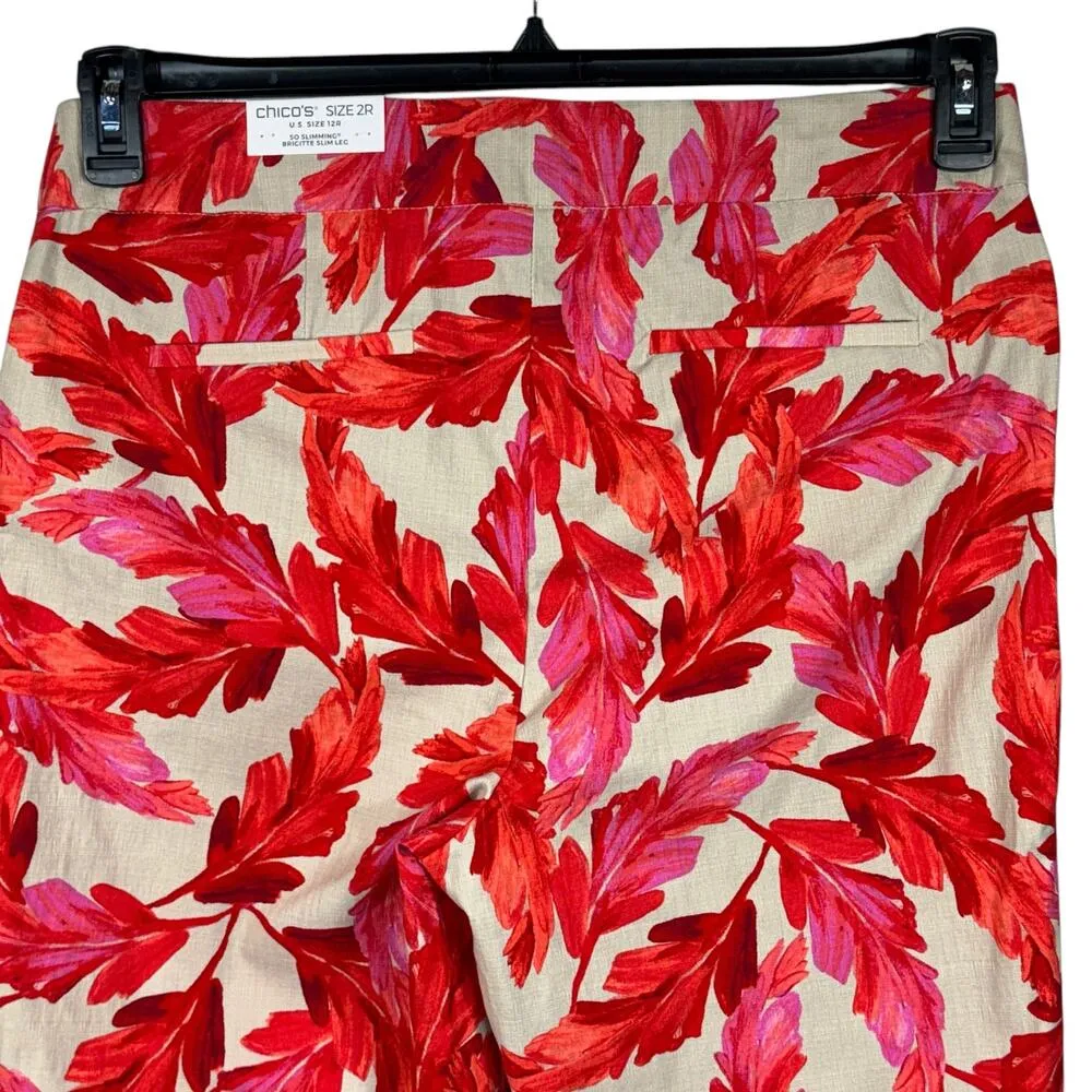 Chico’s SZ 2R (12R) Brigitte Slim Leg Crop Pants So Slimming Feather Pull-On New - Image 4