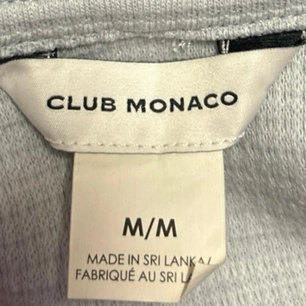 Club Monaco Women's Gray Waffle Knit Hoodie Hooded Pullover Sweatshirt Top Sz M - Image 3