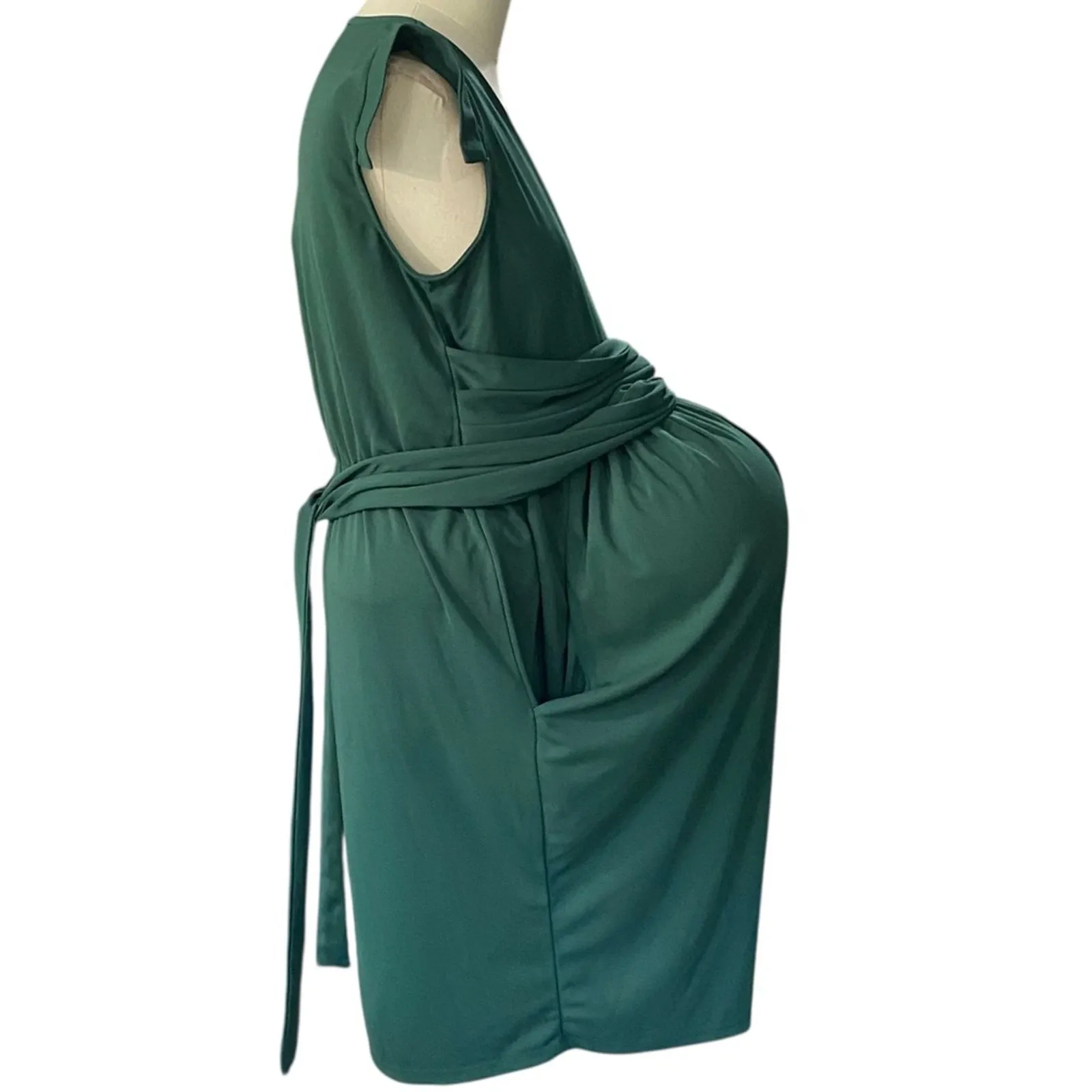 ASOS Maternity Crepe Green Dress V neck with flutter sleeve Size 6 - Image 2