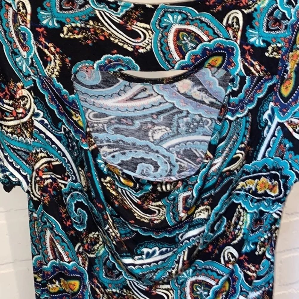 Priddy dress By Puella Bohemian paisley print turquoise & black large stretch - Image 5
