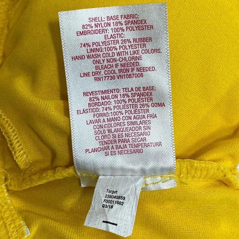 Xhilaration Smocked Embroidered Yellow Tube Top Bandeau Bikini Swim Size Small S - Image 3