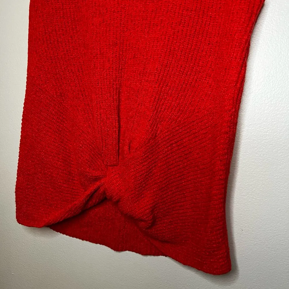 Marled Coral Sleeveless Knit Sweater Top w Twist Knot Front Size XS - Image 3