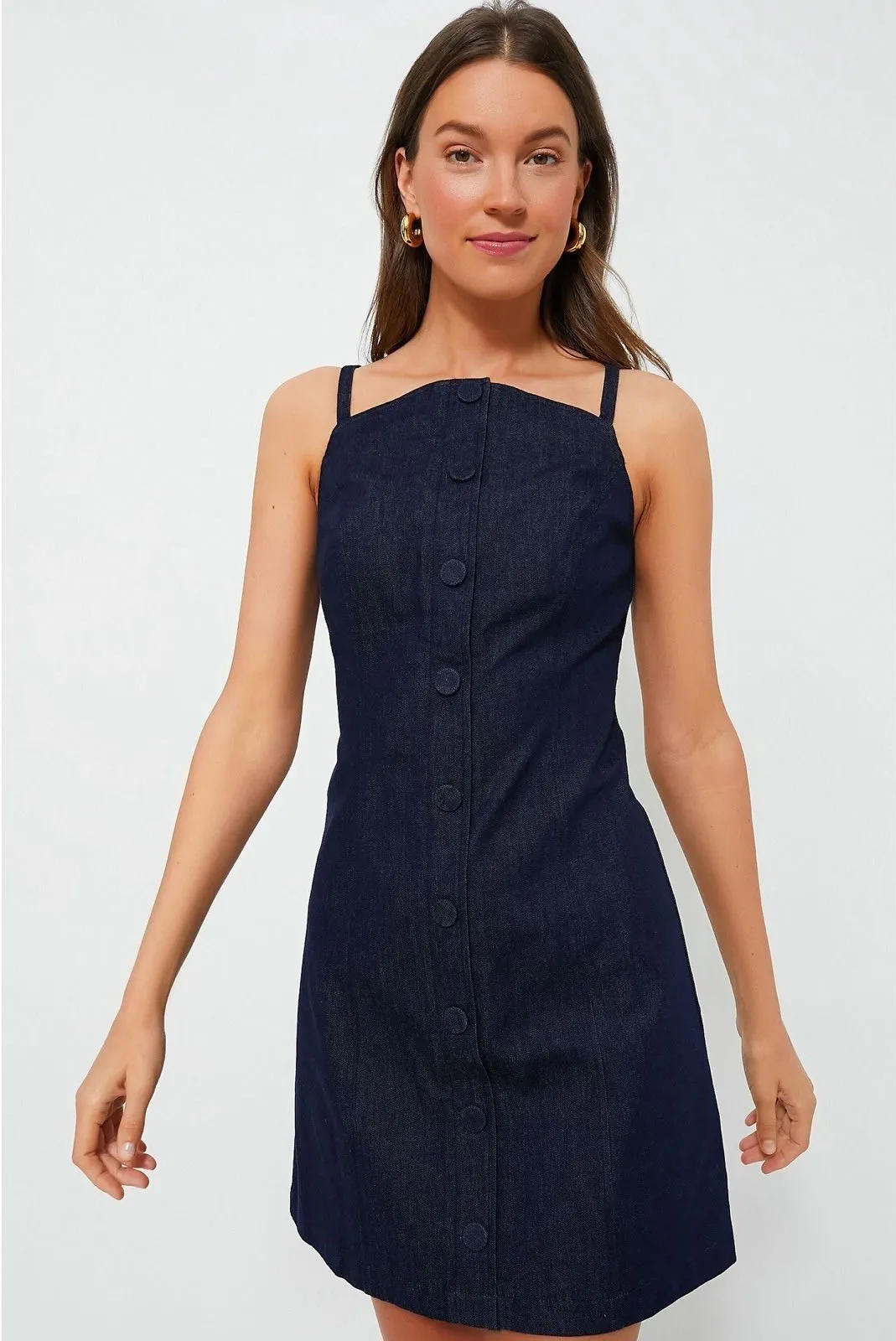 Tuckernuck Denim Lilliana Mini Dress Size XXL Dark Blue Button Front Sleeveless - Image 1