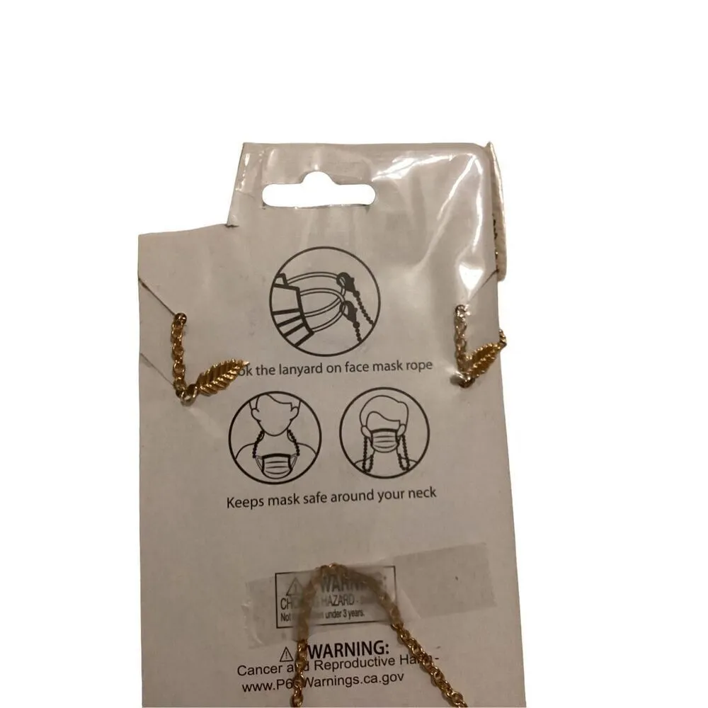 NWT Adult Mask Chain Lanyard Leaves Floral Fall Faux Gold Classy Everyday - Image 5