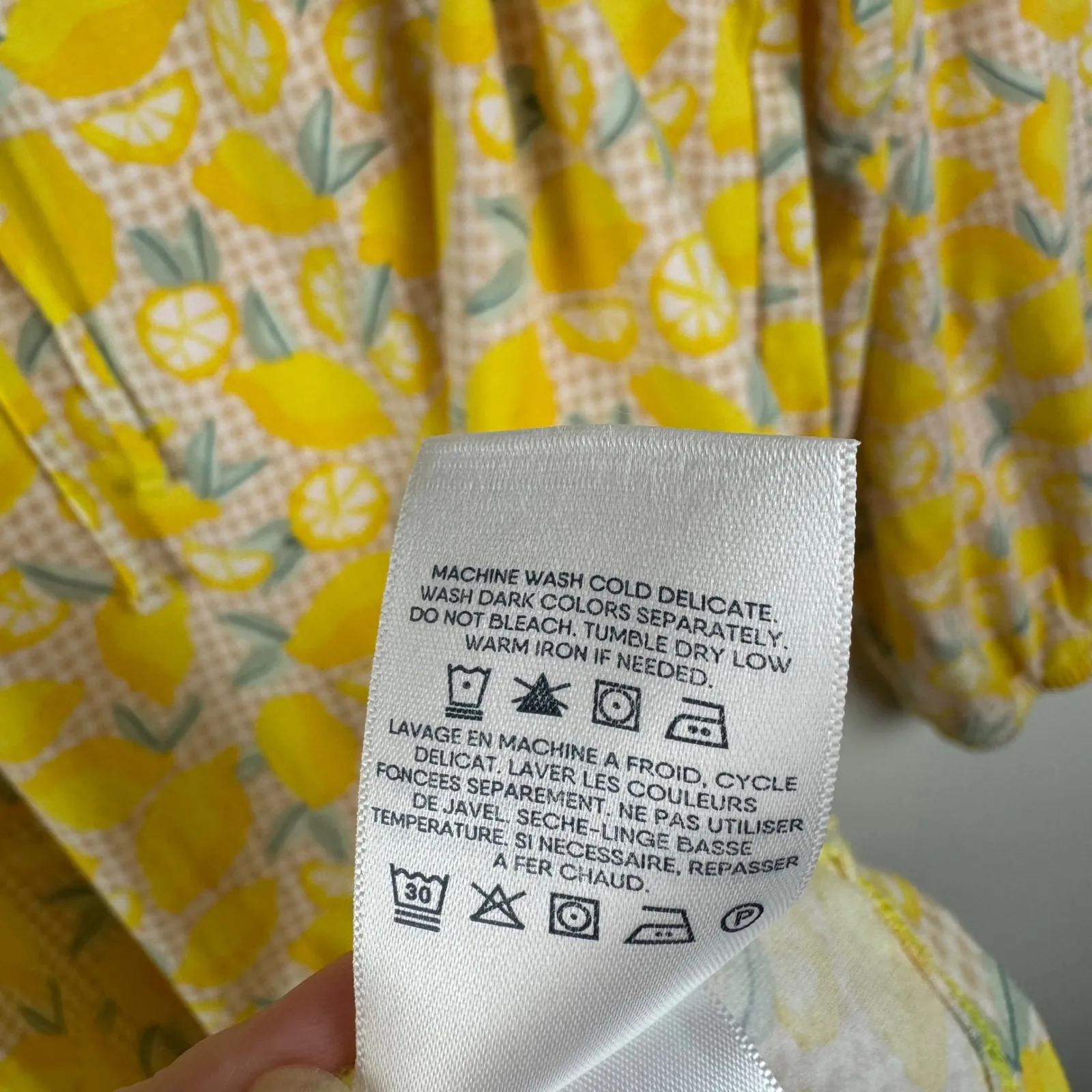 Lands End Womens Lemon Tunic Top Medium‎ Yellow Gingham Fruit Cottagecore Summer - Image 6
