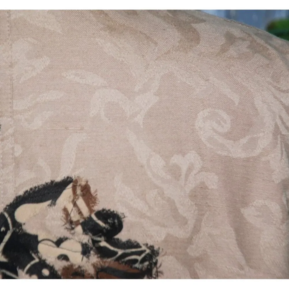 Marisol Ladies Brown Suede Long Sleeve Jacket Size L Floral Open Front Patchwork Size L - Image 8