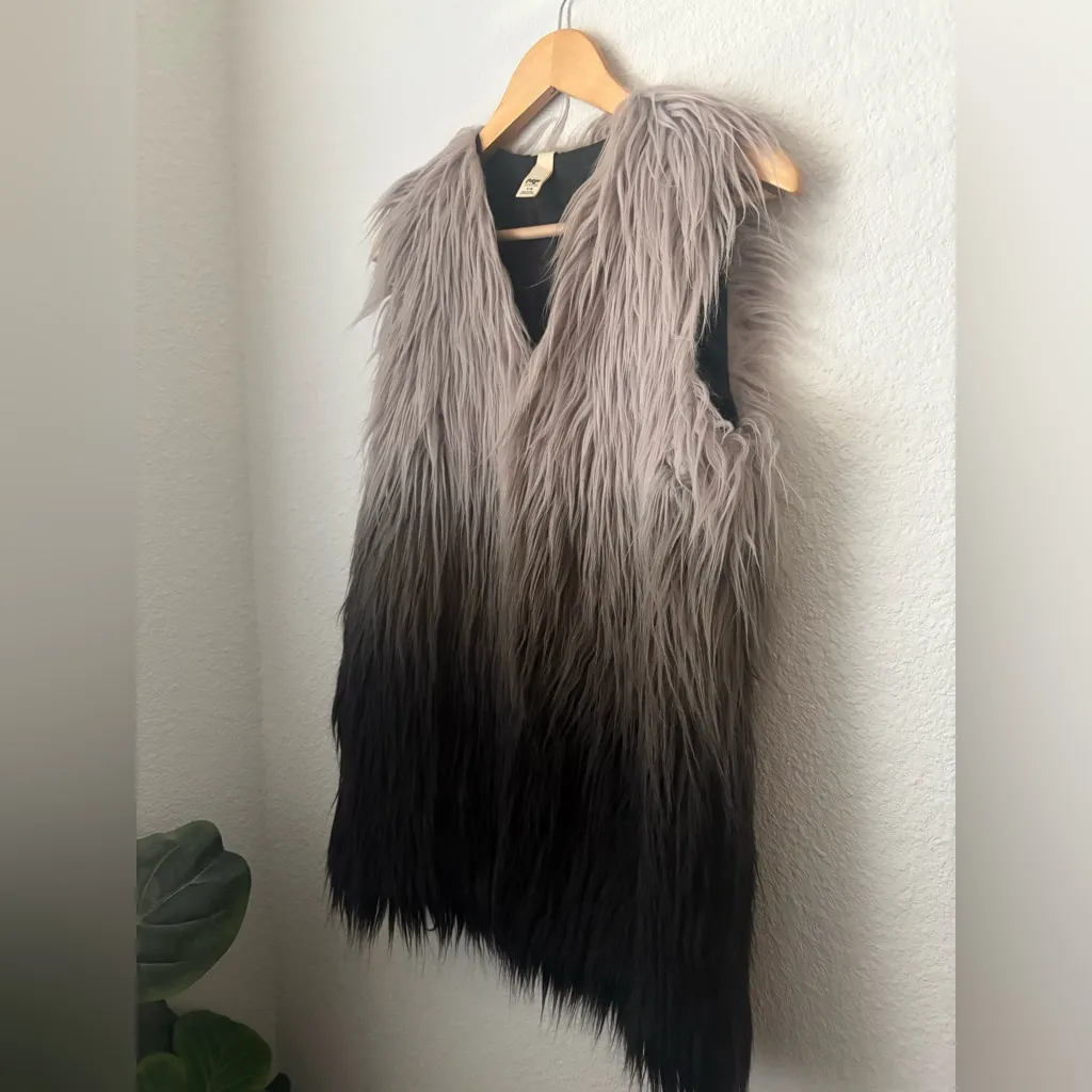 Tokyo Darling Gray and Black Faux Fur Vest - Image 2