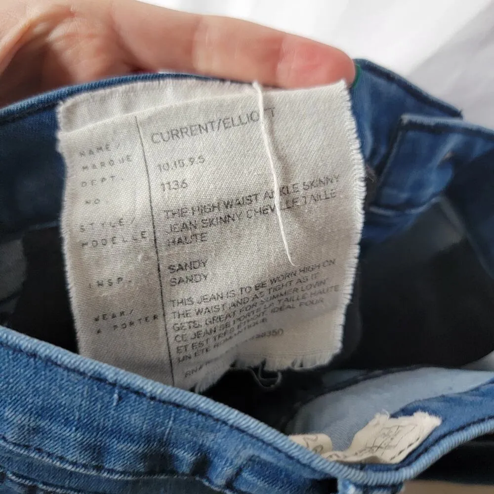 Current Elliott Dark Wash Indigo High Rise USA Made Ankle Skinny Jeans Size 26 - Image 10