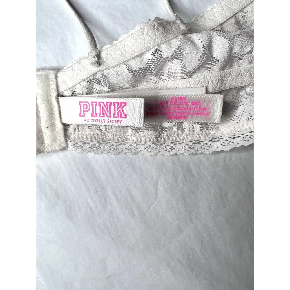 Victorias Secret size M bra white lacy coquette feminine underwire bralette - Image 4