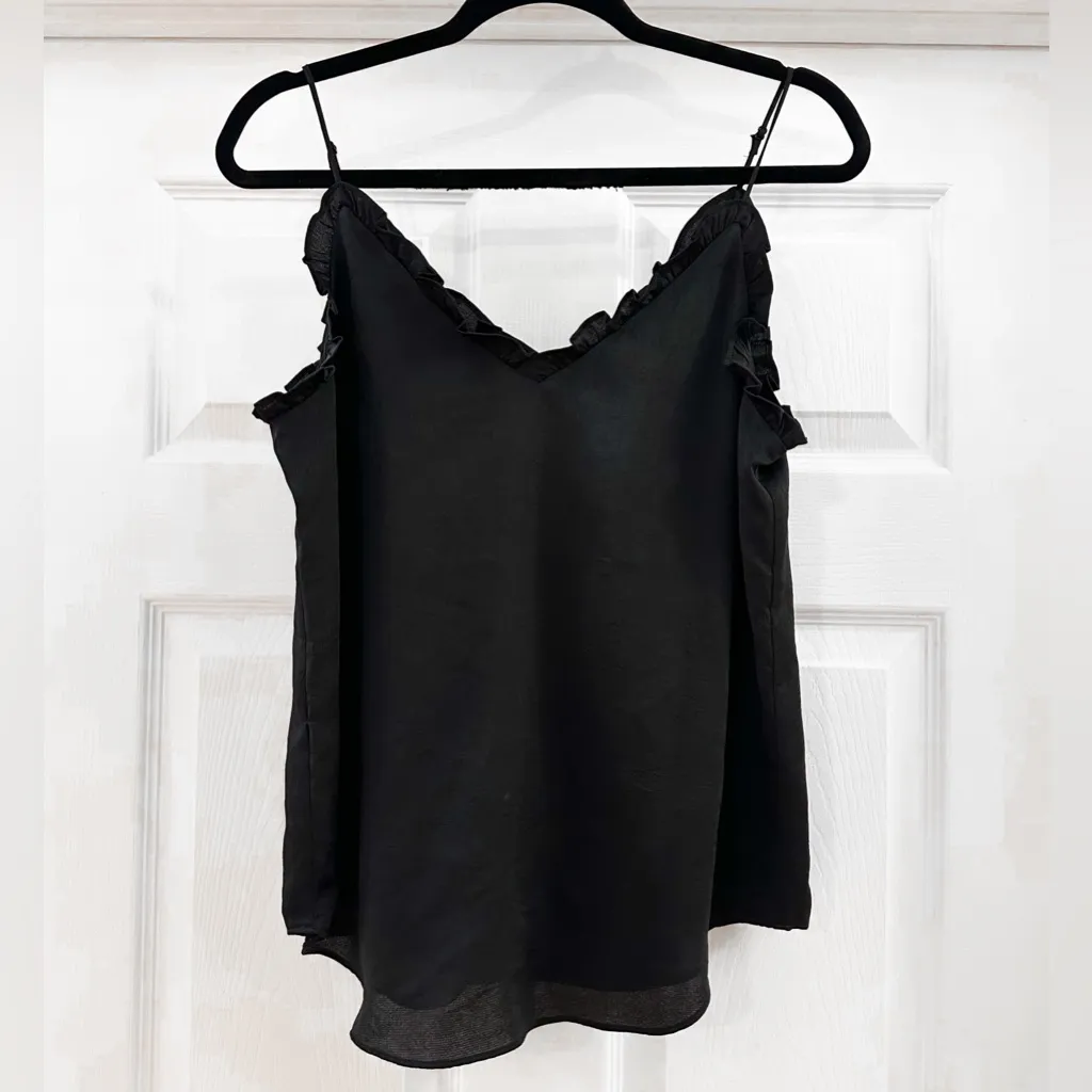Express Ruffle Trim Satin Cami camisole Black sz Small - Image 3