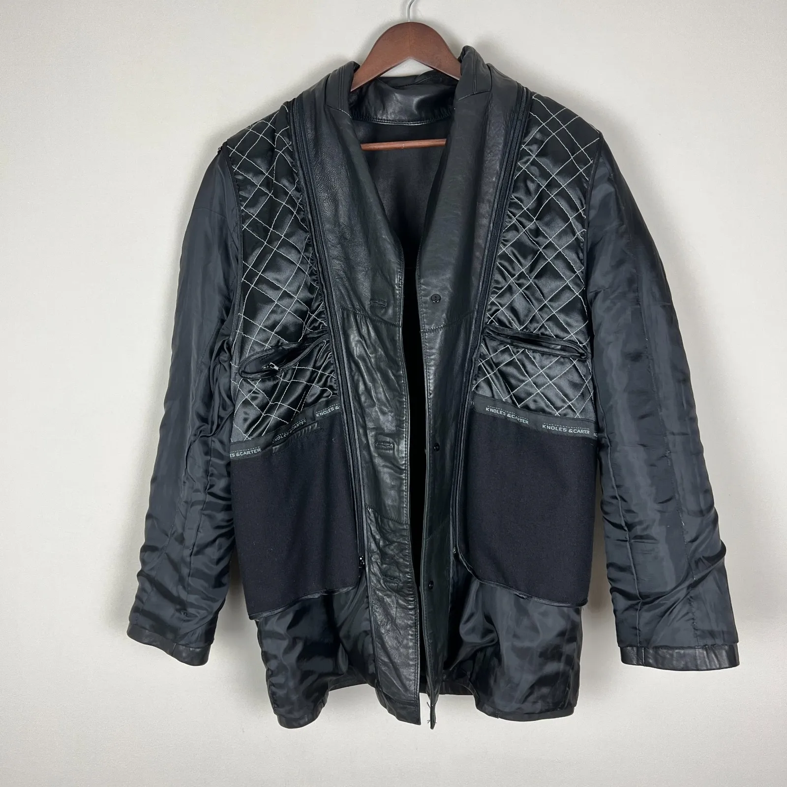 Knoles & Carter Italian Lamb Skin Leather Jacket Mens Medium Black Button Lined - Image 9