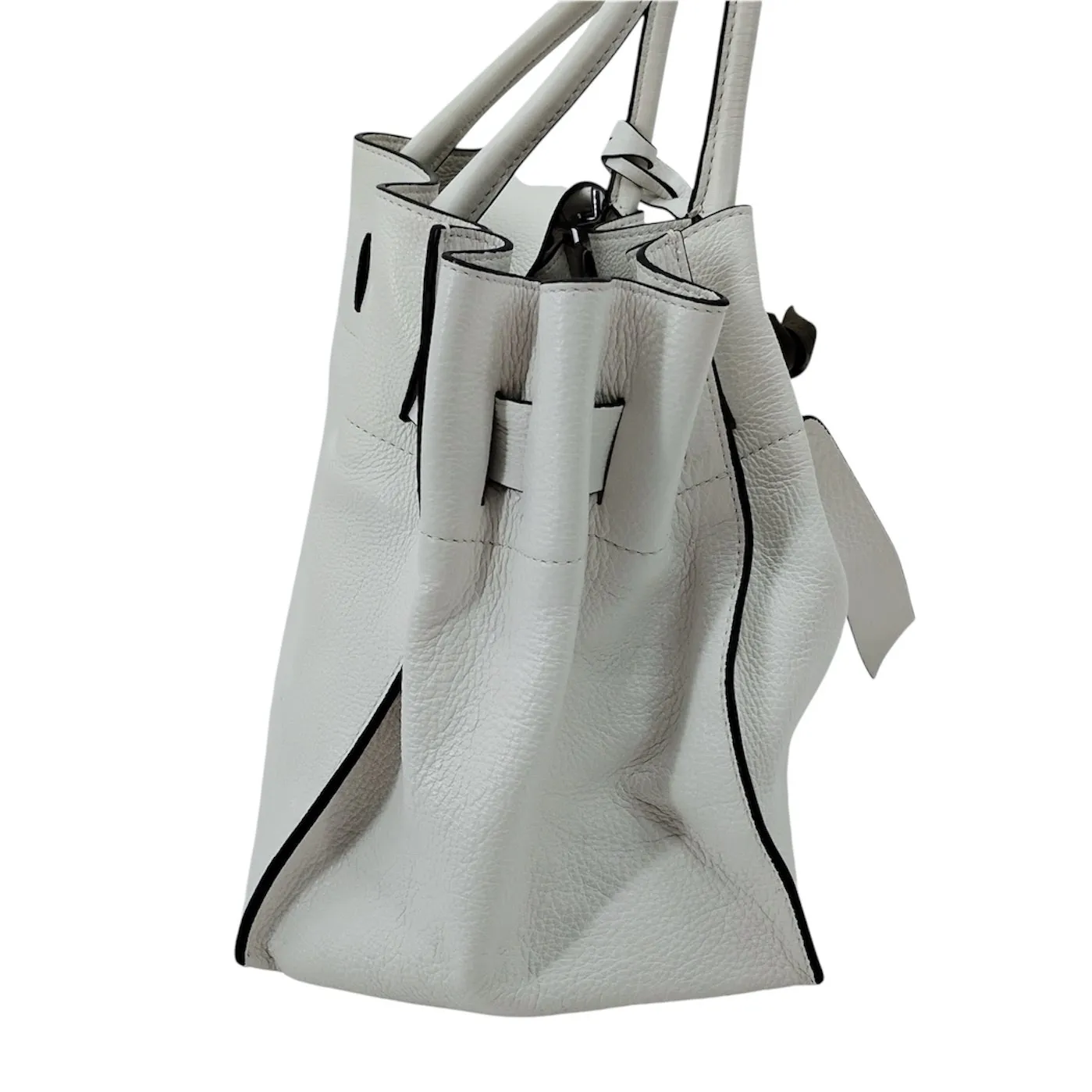 Coccinelle Clotilde Pebbled Leather Shoulder Crossbody Bag White Green - Image 4