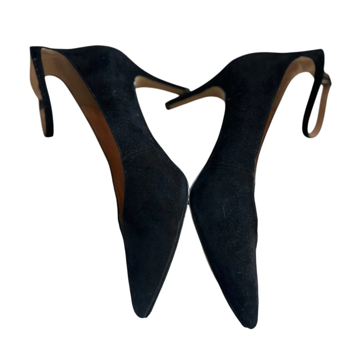 Halogen Nordstrom Black Leather High Vamp Ankle Strap Pointed Toe Heel - Image 6