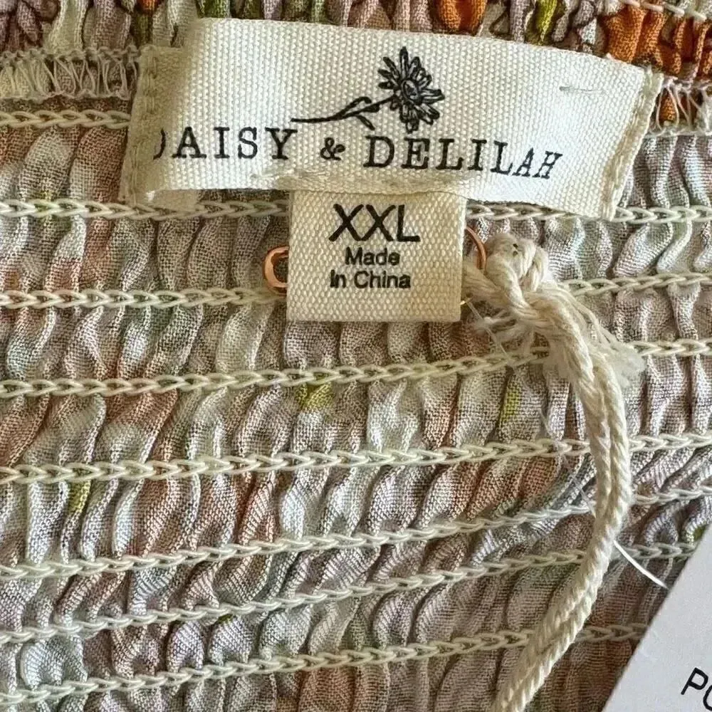 Daisy and Delilah Floral Bohemian Long Sleeves Front Tie Blouse SZ XXL #1877 Orange - Image 7