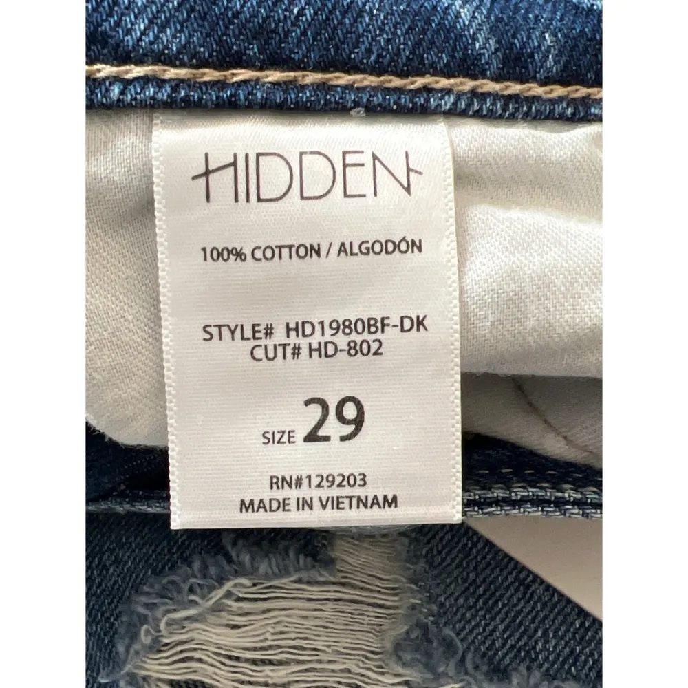 Hidden Bailey Boyfriend Denim Dark Wash Destructed Jeans Sz 29 Women - Image 8