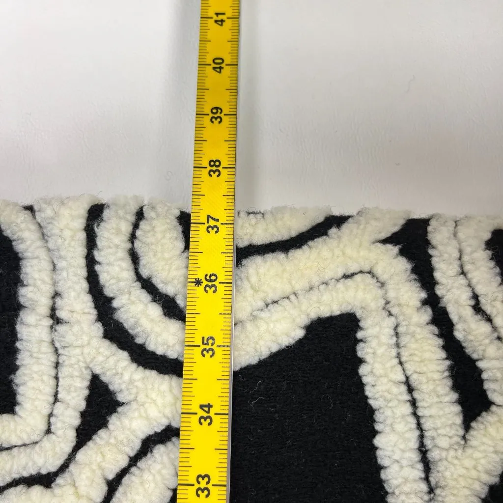 NWOT Farm Rio Wool Blend Wild Hearts Tie-Belt Fleece Coat Size S Black White - Image 15