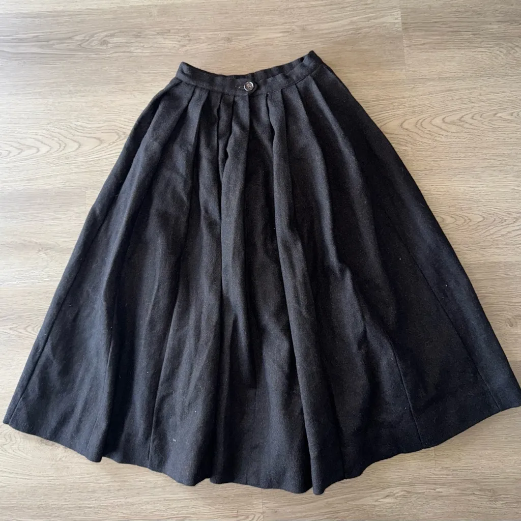Vintage Copeland Skirts Of California 100% Wool Brown Pleated 1900s Skirt Black - Image 8
