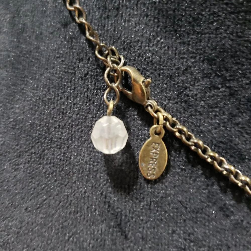 Express Women Fashion Black Silver Tone Big Open Work Rhinestone Pendant Necklac - Image 5