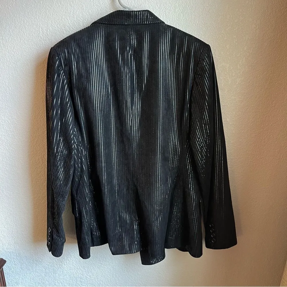 Ralph Lauren Collection Lamb Suede Pinstripe Blazer Black Size 10 - Image 5