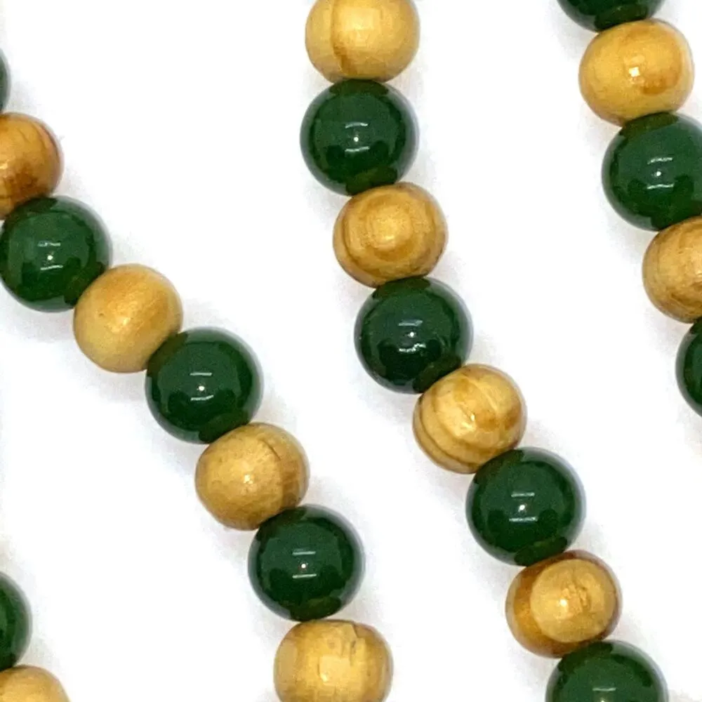 Handmade Beaded Wood & Green Elephant Necklace - Image 5