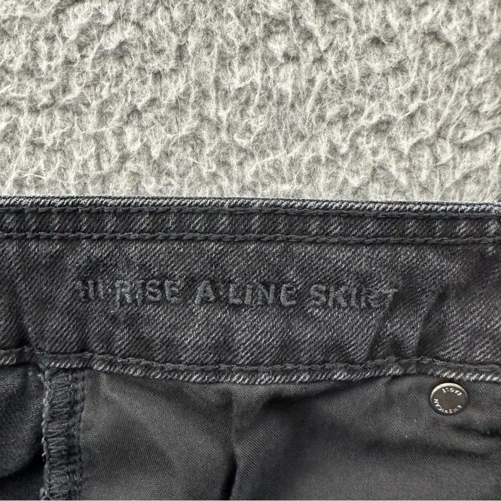 American‎ Eagle Hi Rise A Line Mini Skirt Black Denim Casual Festival Women's 2 - Image 4