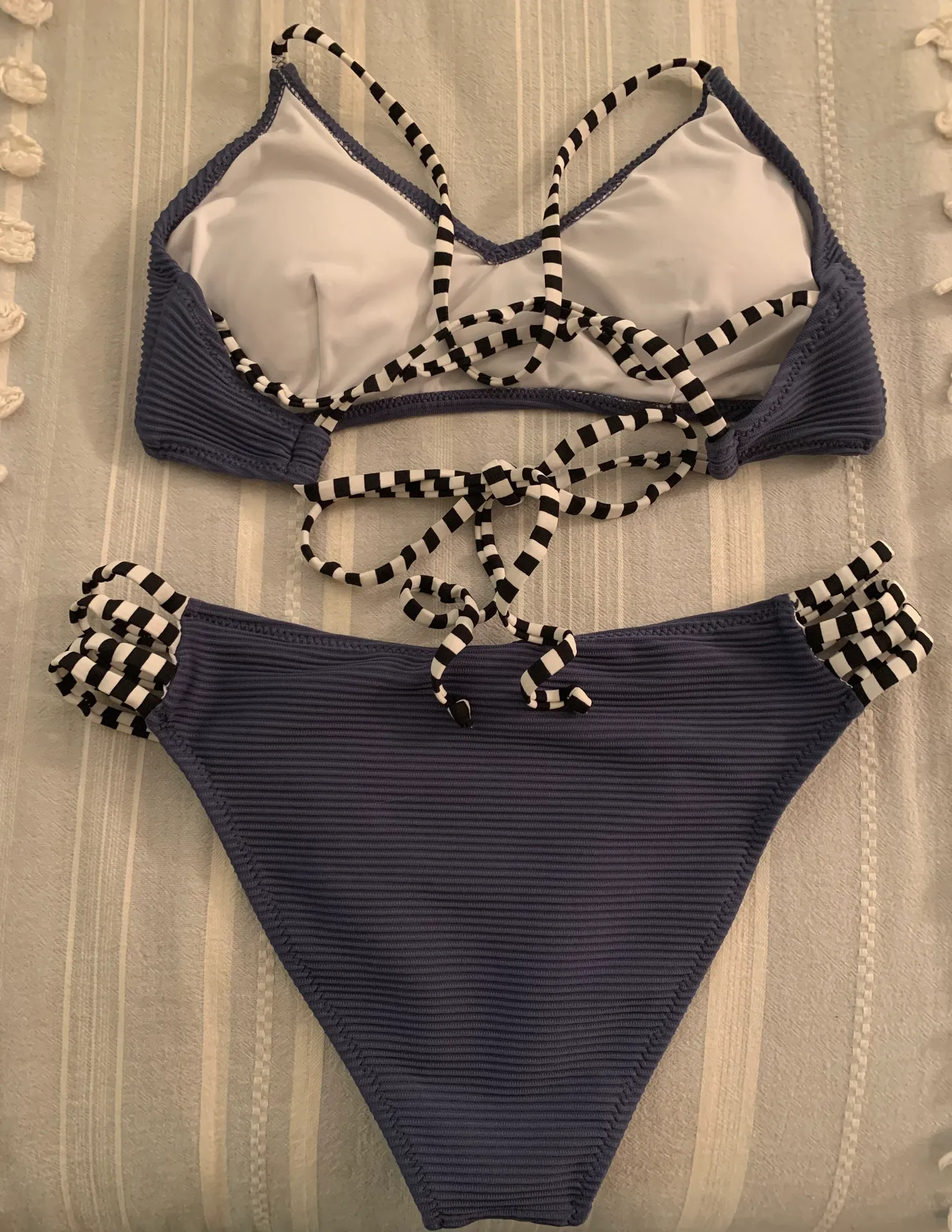 Cupshe Navy Ribbed Bikini - Image 4