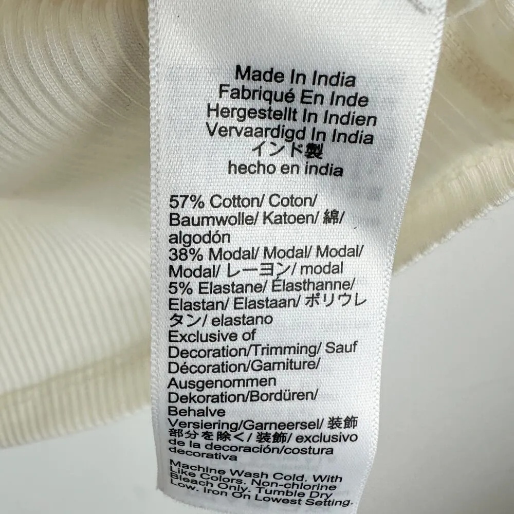 J. Crew Vintage Rib Shrunken Tee Shirt Contrast Stitch Ivory Stretch XS NWT - Image 8