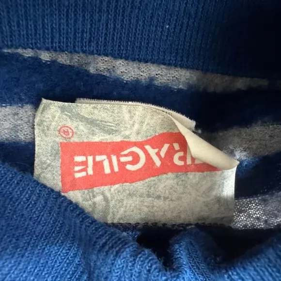 Vintage JCP fragile Crewneck‎ Striped Pocket Crop Long Sleeve Tee SIze L - Image 5