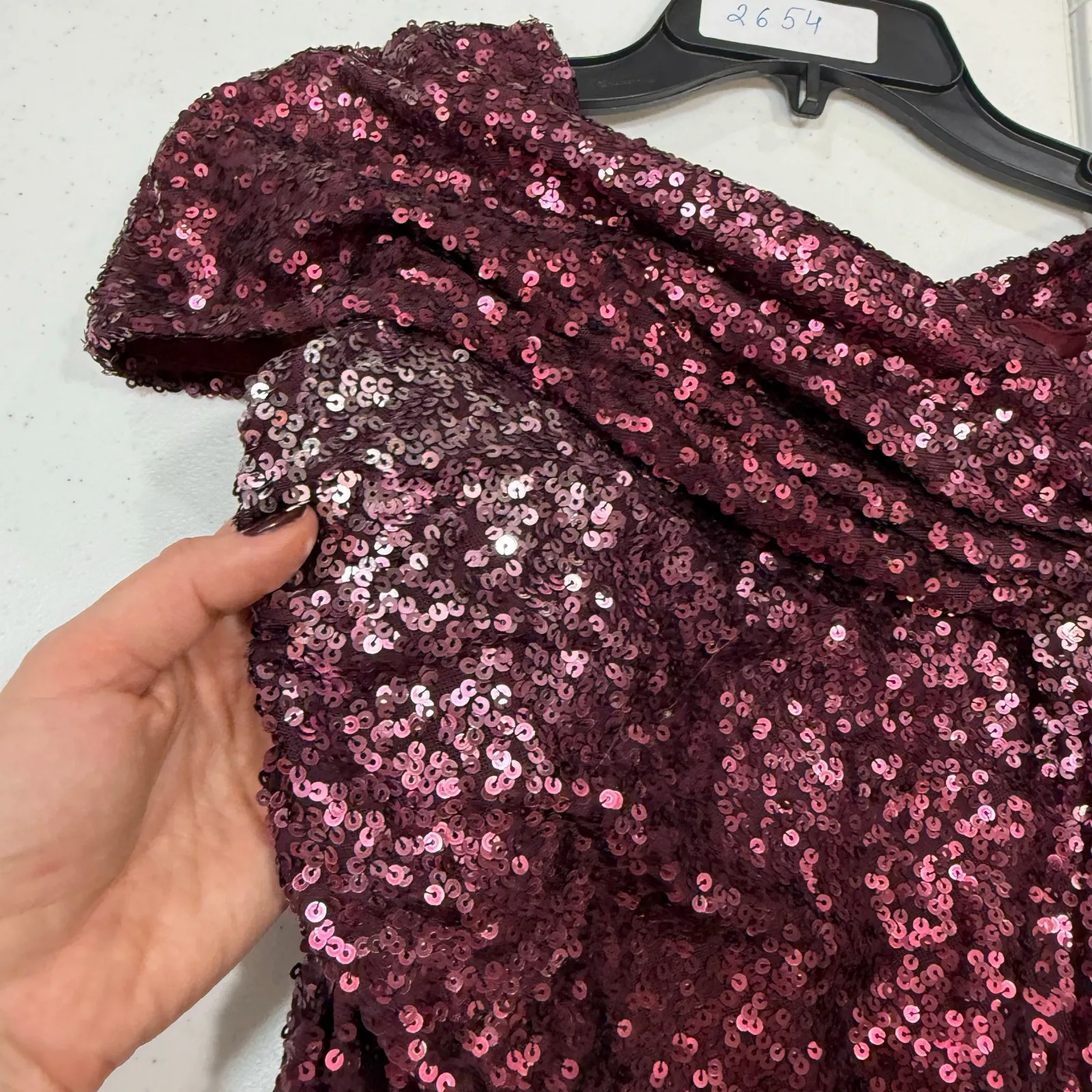 Badgley Mischka Bordeaux
Samantha sequined maxi dress
Gown Size 0 - Image 4