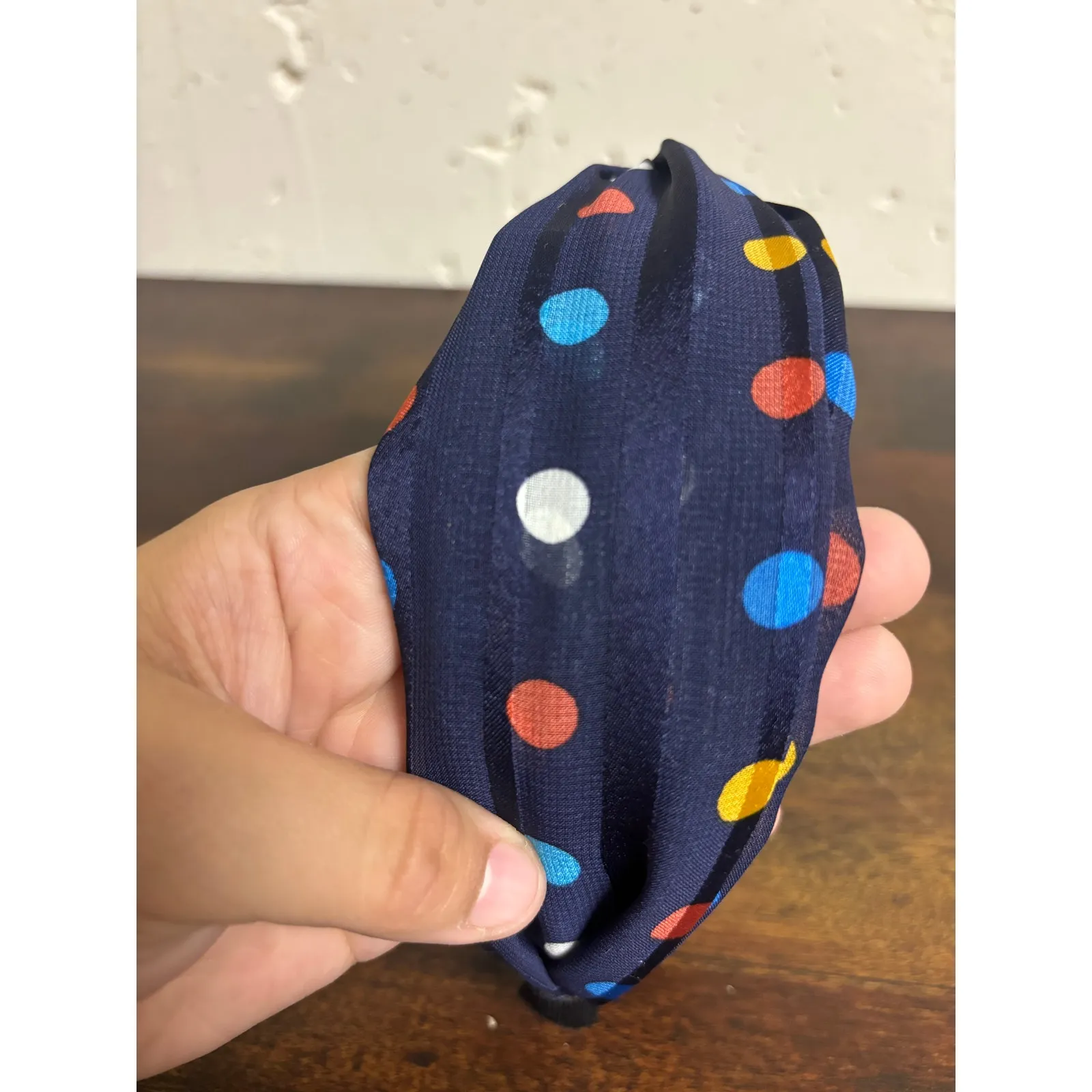 UnBranded Blue Top Knot Headband Hair Accessories Polkadots Fashion Statement - Image 3