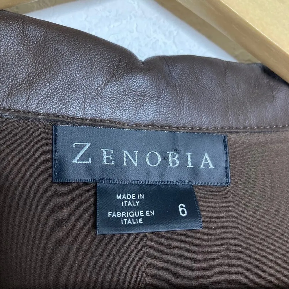 Zenobia Chocolate Brown 100% Leather Italian Moto Jacket 6 - Image 3