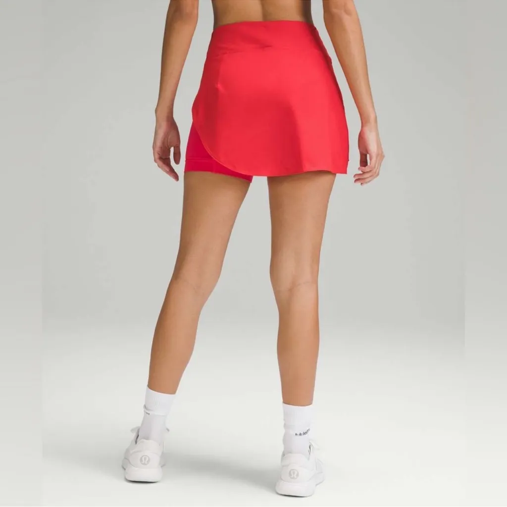 Lululemon Asymmetrical Layered High Rise Tennis Skirt 2 Hot Heat Red Pink Shorts - Image 3