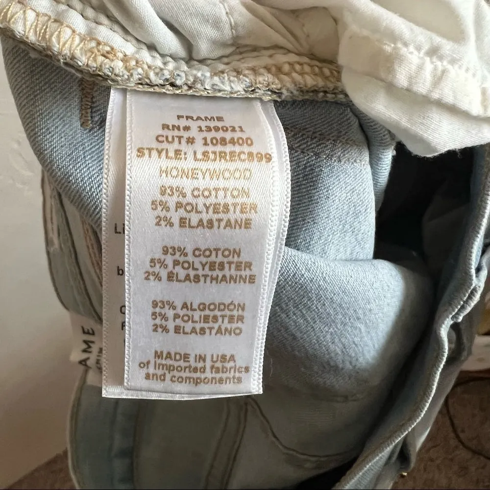 Frame Le Skinny De Jeanne Crop‎ Distressed Honeywood Raw Hem Denim Jeans - Image 12