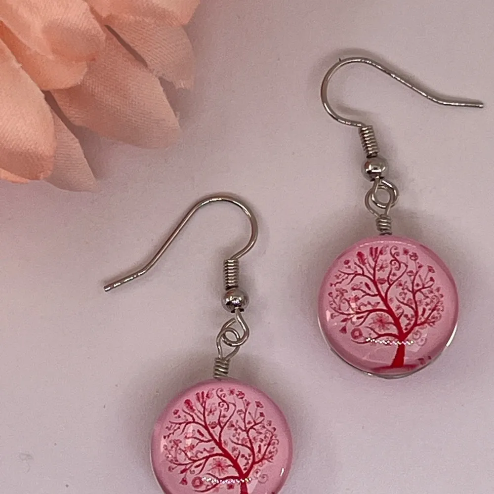 Pink Tree Of Life Ball Dangle Earring’s - Image 4