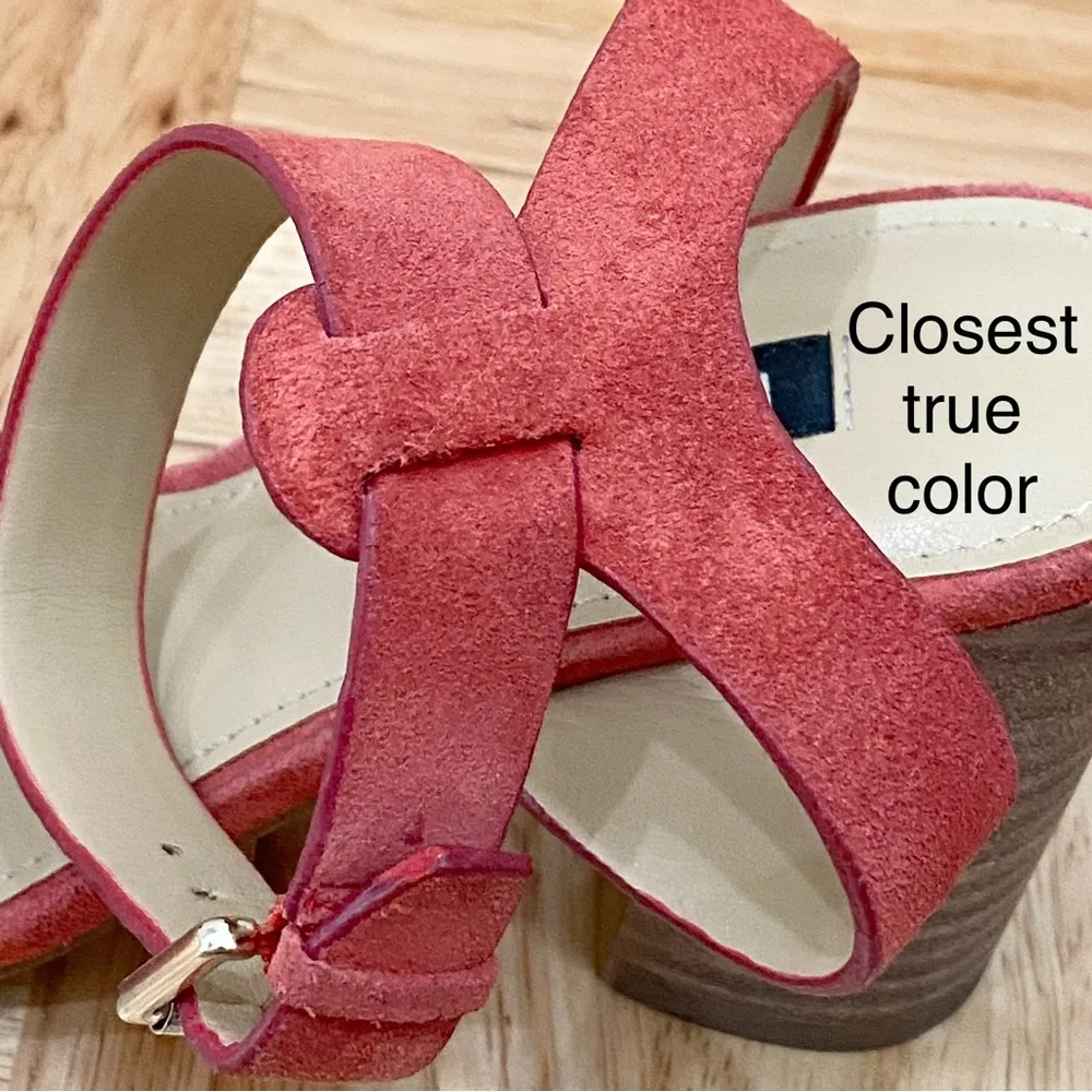 NINE WEST Yaylen Rusty Orange Suede Chunky Heels Ankle Strap Sandals Size 5 - Image 9