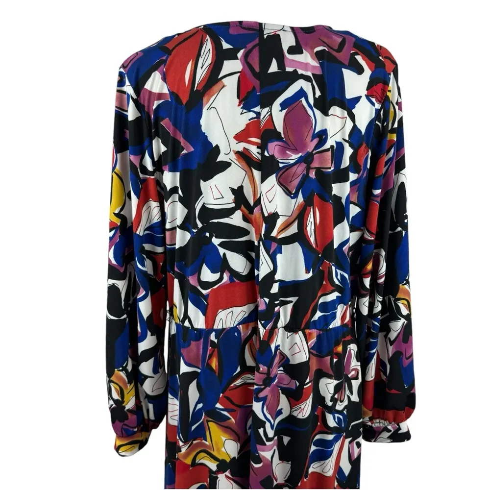 Eloquii Kimono Maxi Faux Wrap Dress Hawaiian Floral Long Sleeve Plus Size 18 - Image 10