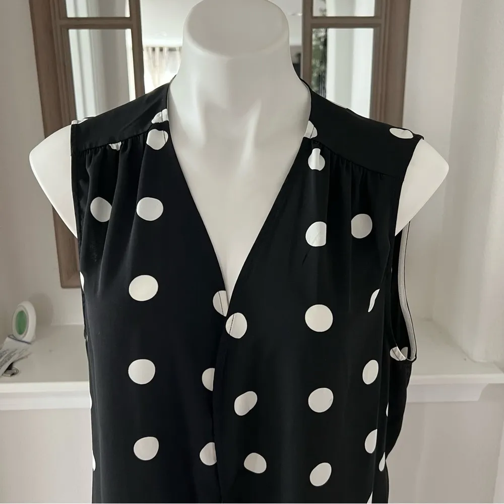 Pleione Duster Black & White Polka Dot Tunic Open Front Size L - Image 6