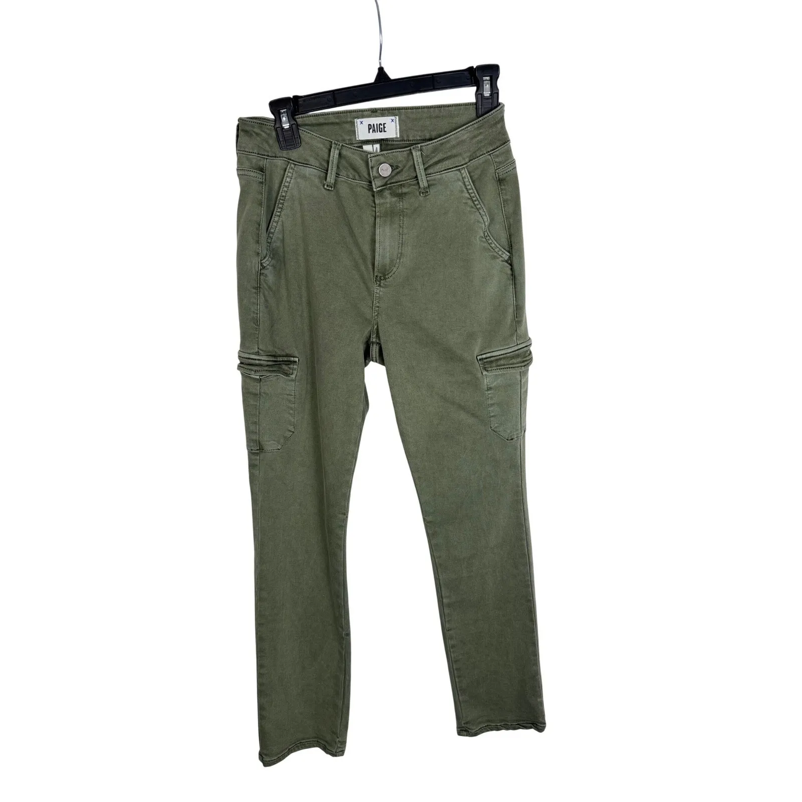 PAIGE Green Cargo Jeans Women's Size 26 Cotton‎ Blend Utility Pants - Image 8