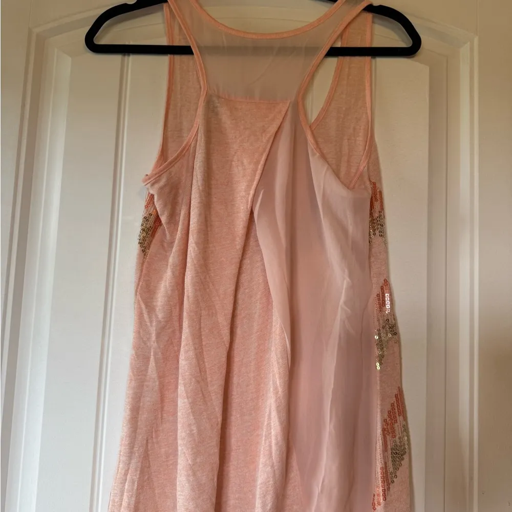 Pink Chevron Sequin Tank Top - Image 3