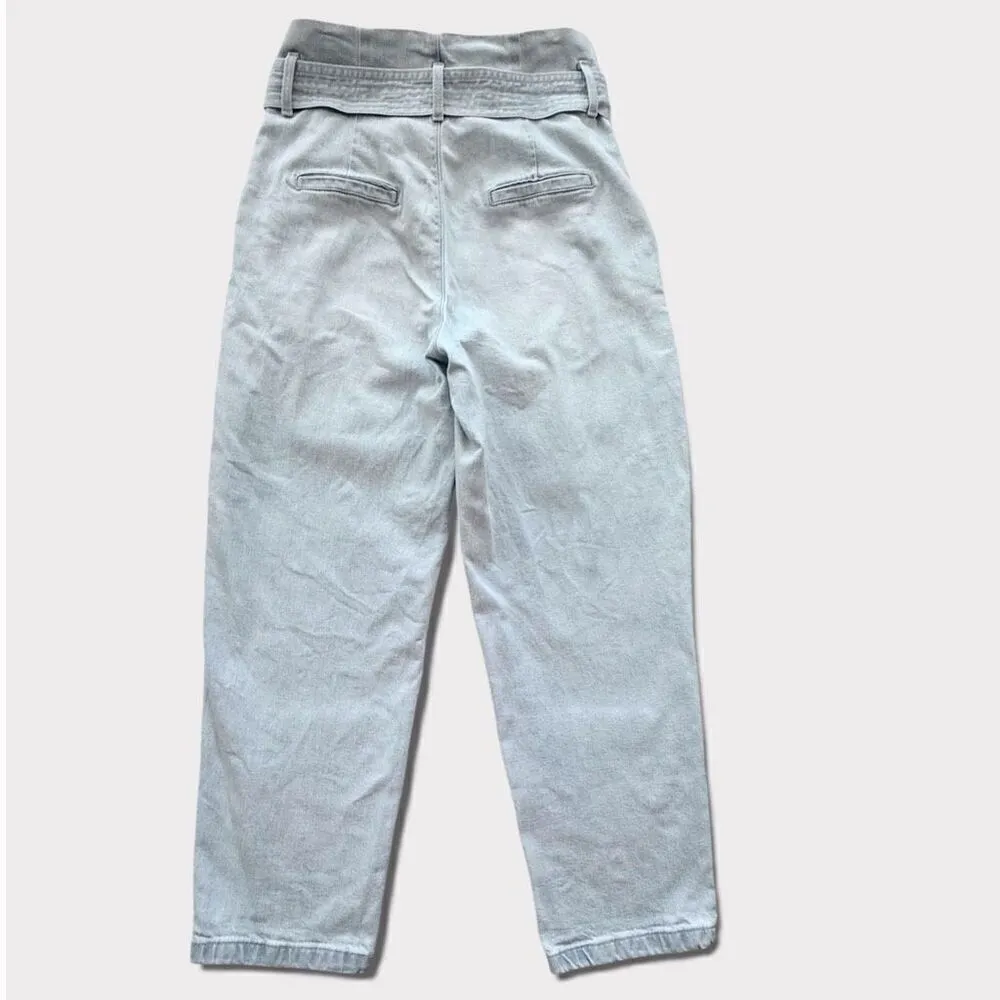 a new day Paperbag High Waist Tapered Jeans With Belt Light Blue Wash Sz 12 - Image 7