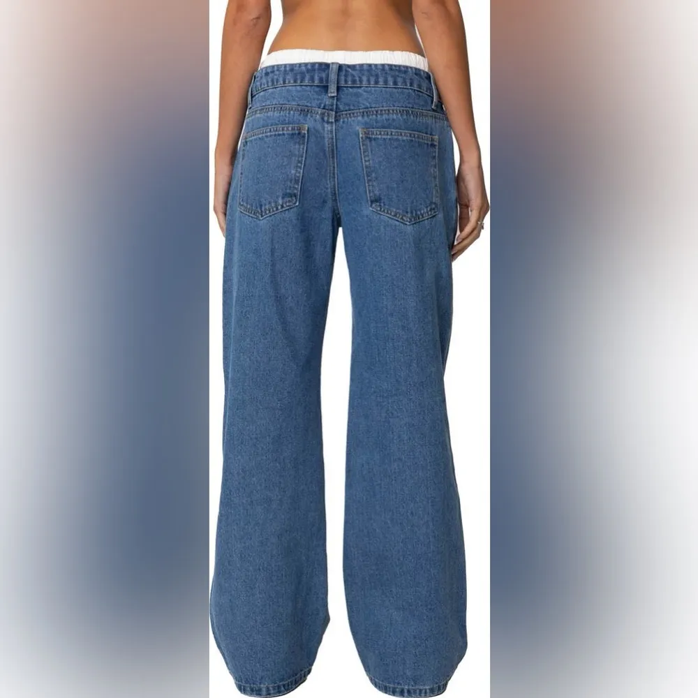 NWT EDIKTED Drawstring Boxer Detail Nonstretch Wide Leg Jeans - Image 4