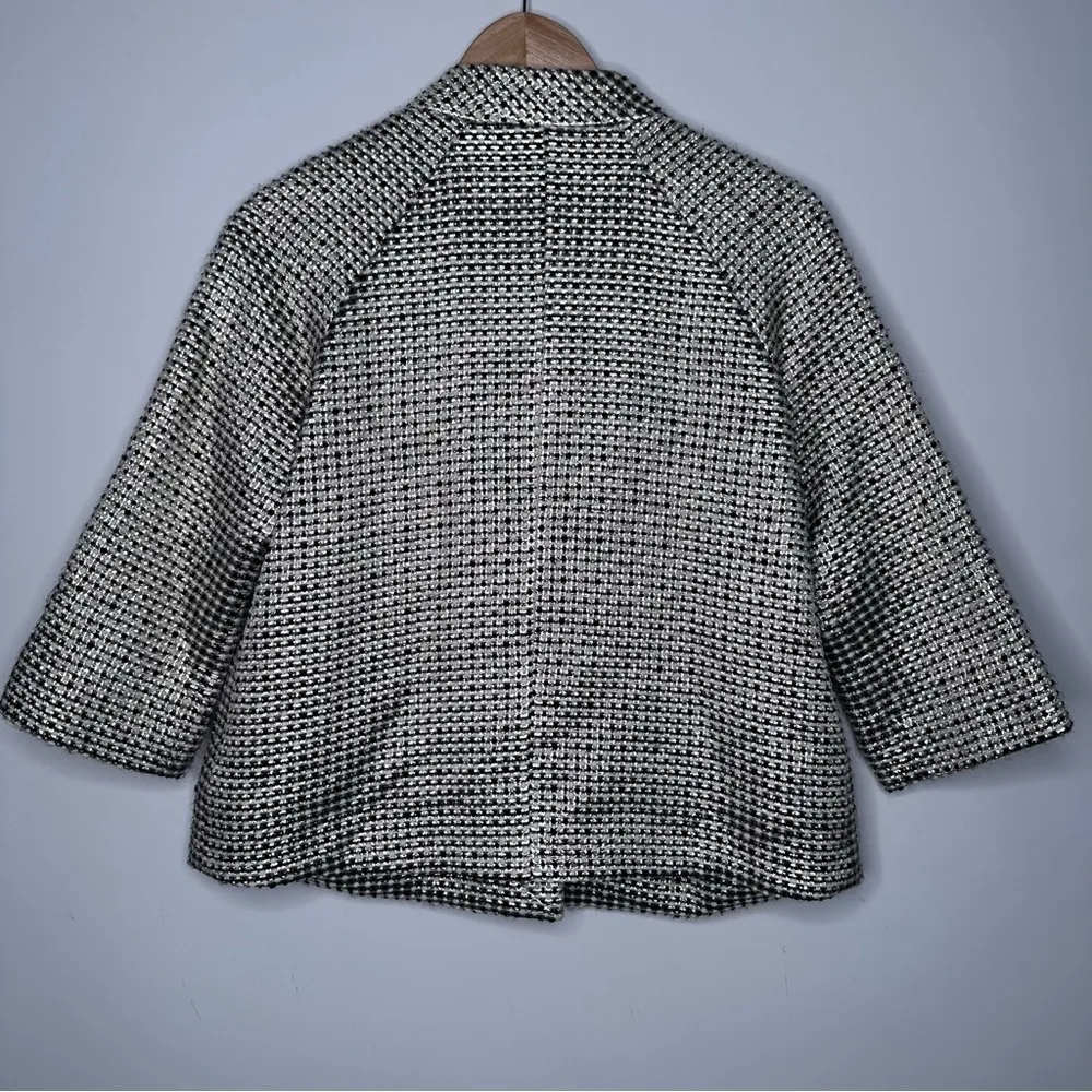 Kate Spade Metallic Gold/Black Tweed Three Button Blazer Jacket Size Small - Image 7